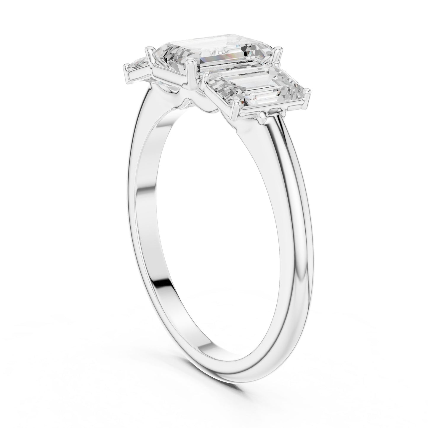 Emerald Lab Grown Diamond Three-Stone Engagement Ring