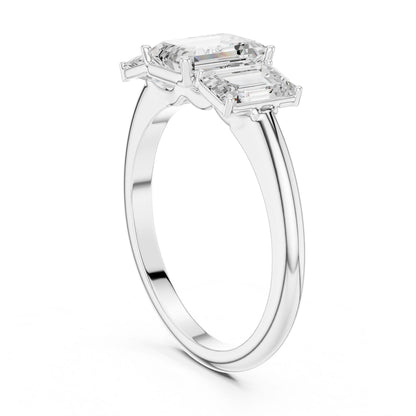 Emerald Lab Grown Diamond Three-Stone Engagement Ring