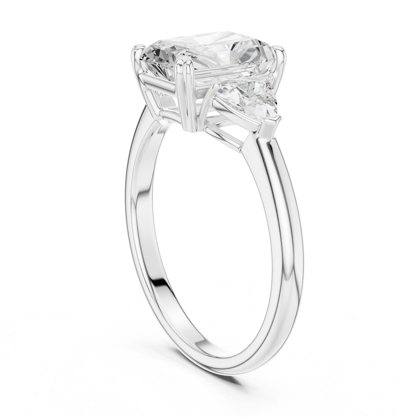Emerald Lab Grown Diamond Three-Stone Engagement Ring
