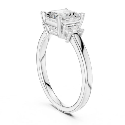 Emerald Lab Grown Diamond Three-Stone Engagement Ring