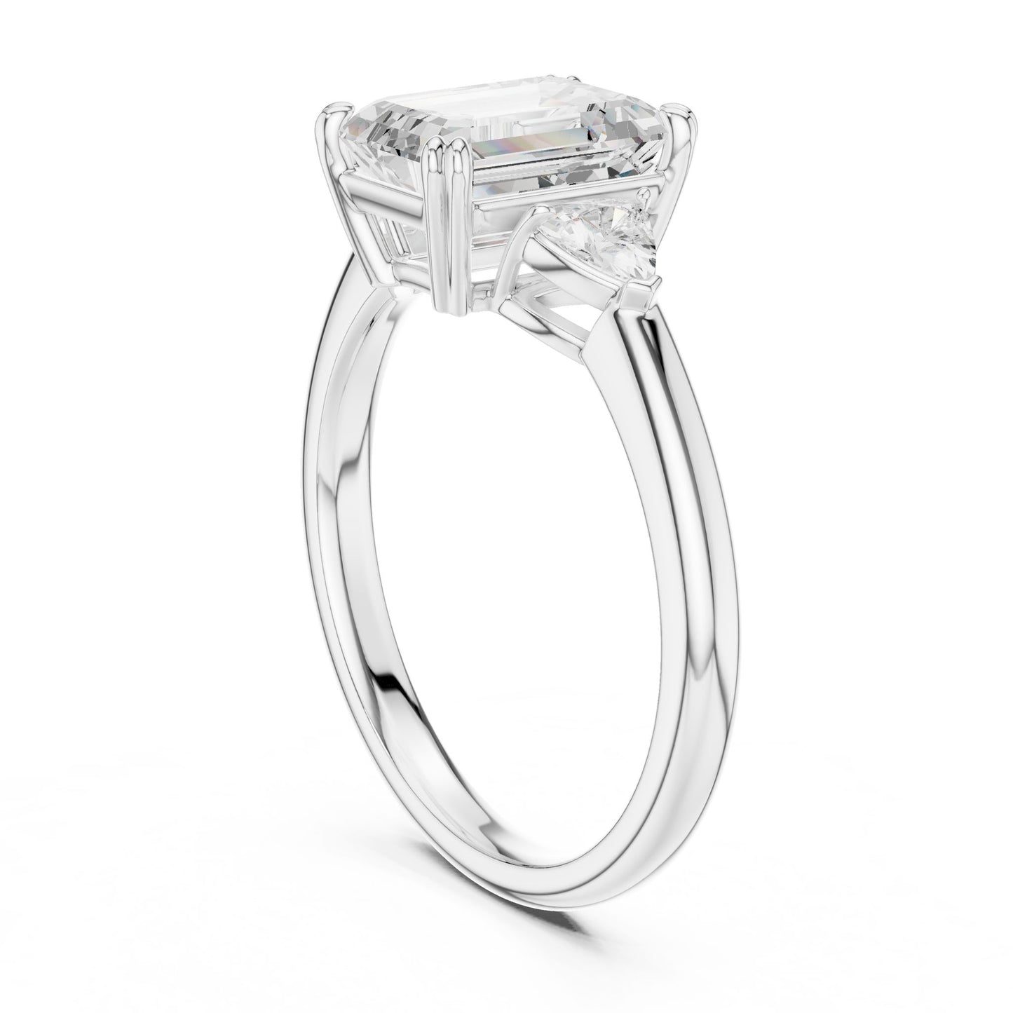 Emerald Lab Grown Diamond Three-Stone Engagement Ring