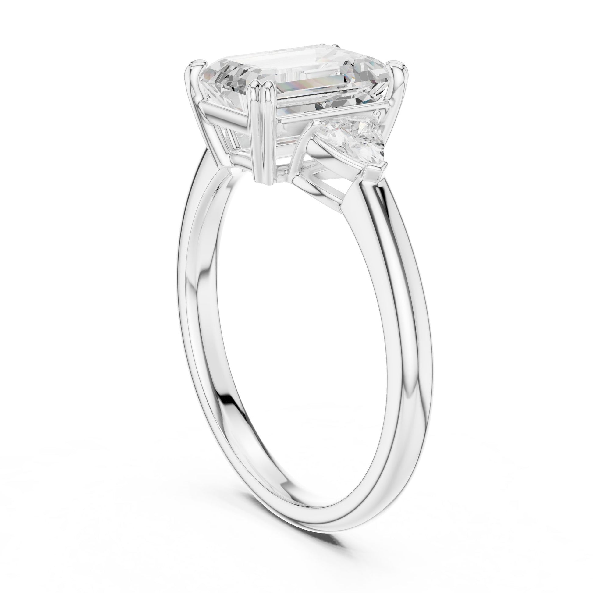 Emerald Lab Grown Diamond Three-Stone Engagement Ring