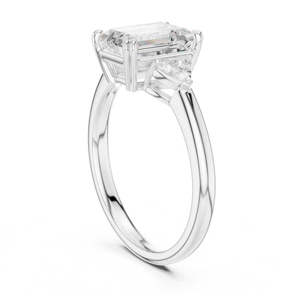 Emerald Lab Grown Diamond Three-Stone Engagement Ring