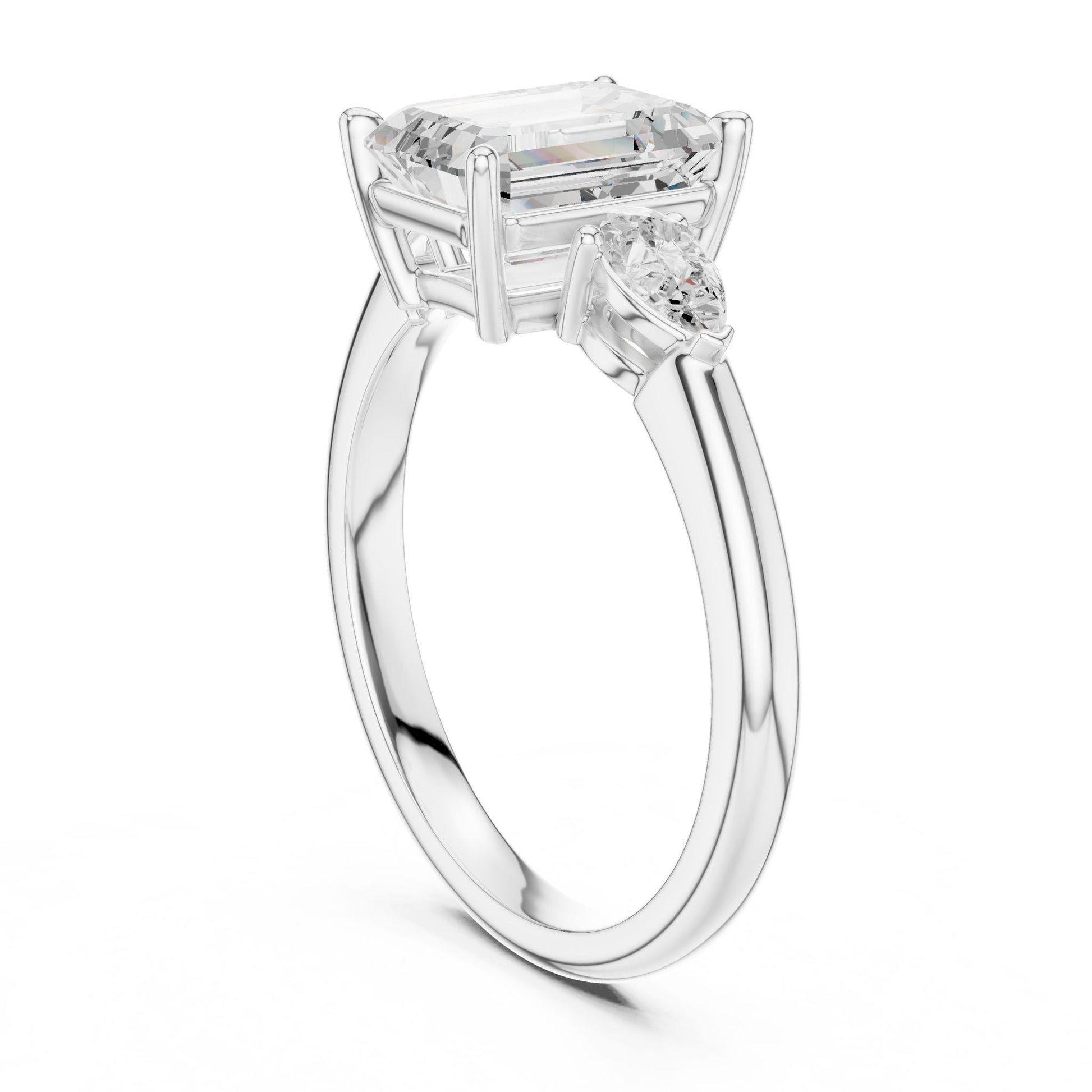 Emerald Lab Grown Diamond Three-Stone Engagement Ring