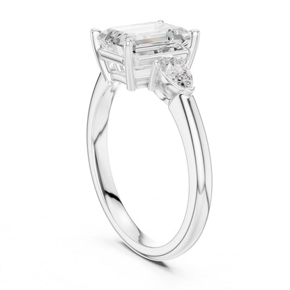 Emerald Lab Grown Diamond Three-Stone Engagement Ring