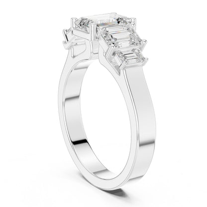 Emerald Lab Grown Diamond Three-Stone Engagement Ring