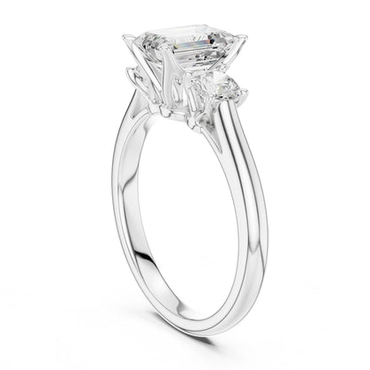 Emerald Lab Grown Diamond Three-Stone Engagement Ring