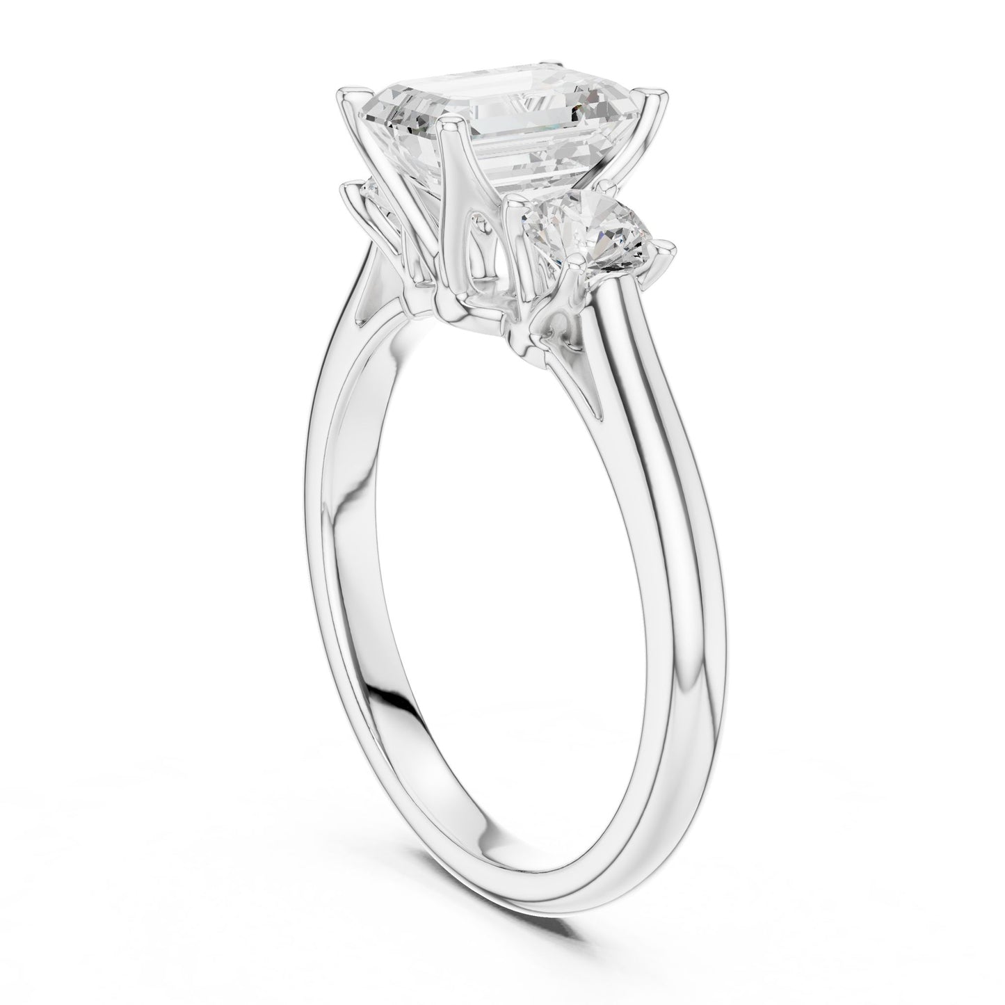 Emerald Lab Grown Diamond Three-Stone Engagement Ring