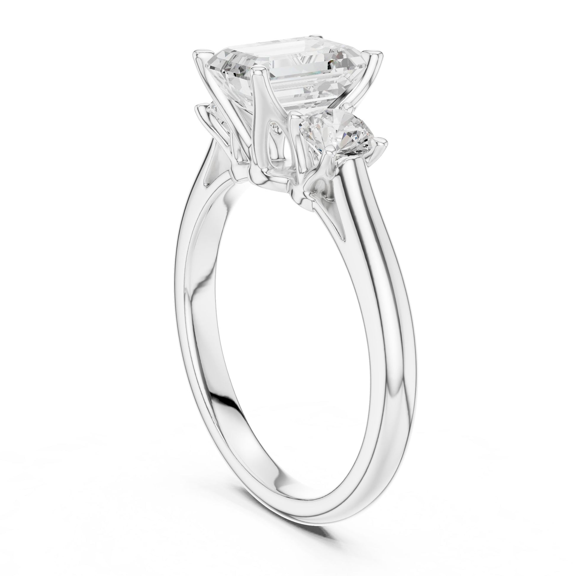 Emerald Lab Grown Diamond Three-Stone Engagement Ring