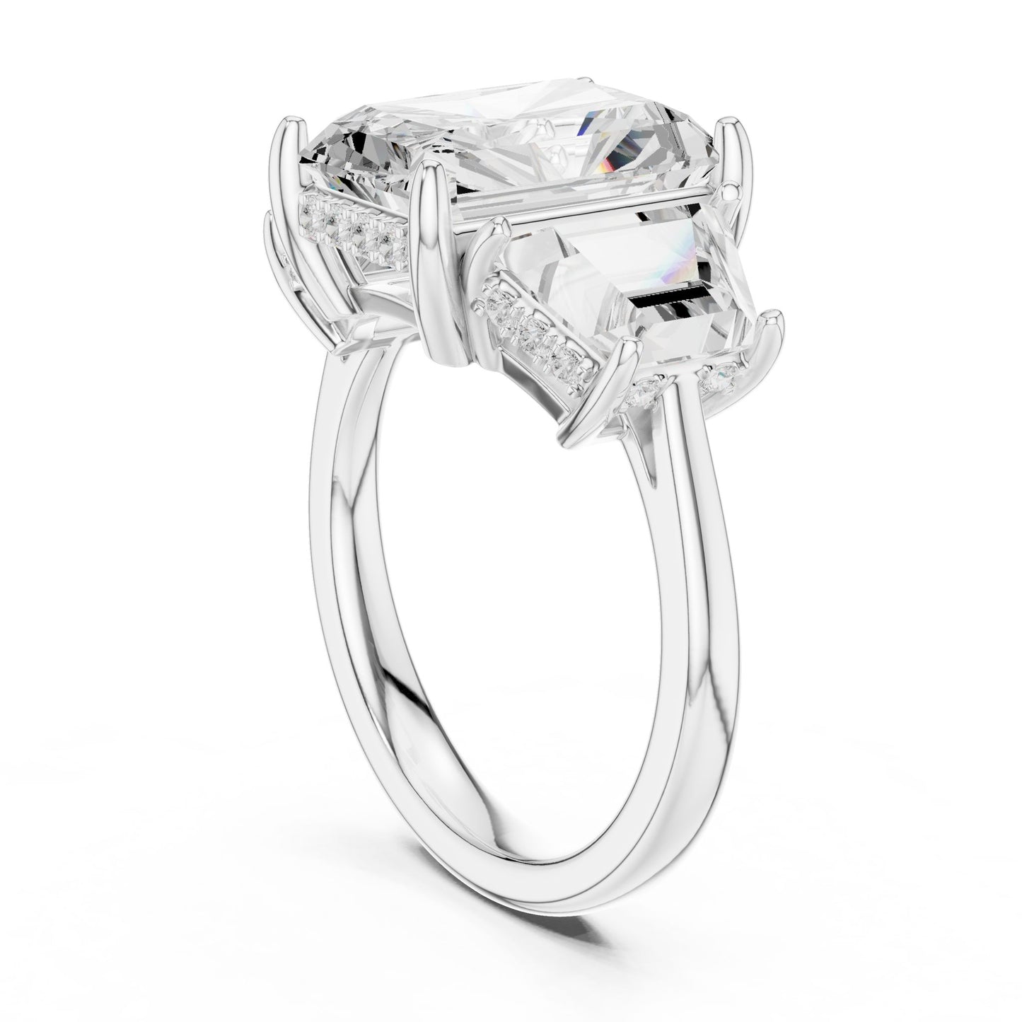 Emerald Lab Grown Diamond Three-Stone Engagement Ring