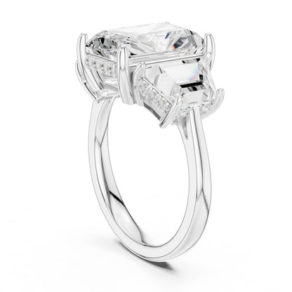 Emerald Lab Grown Diamond Three-Stone Engagement Ring