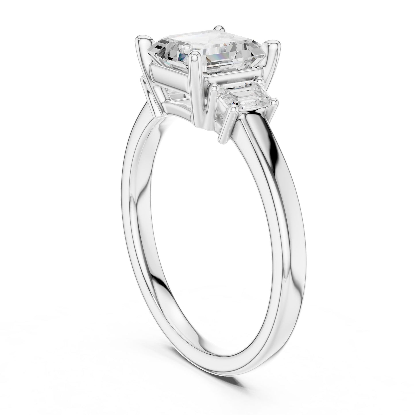 Emerald Lab Grown Diamond Three-Stone Engagement Ring