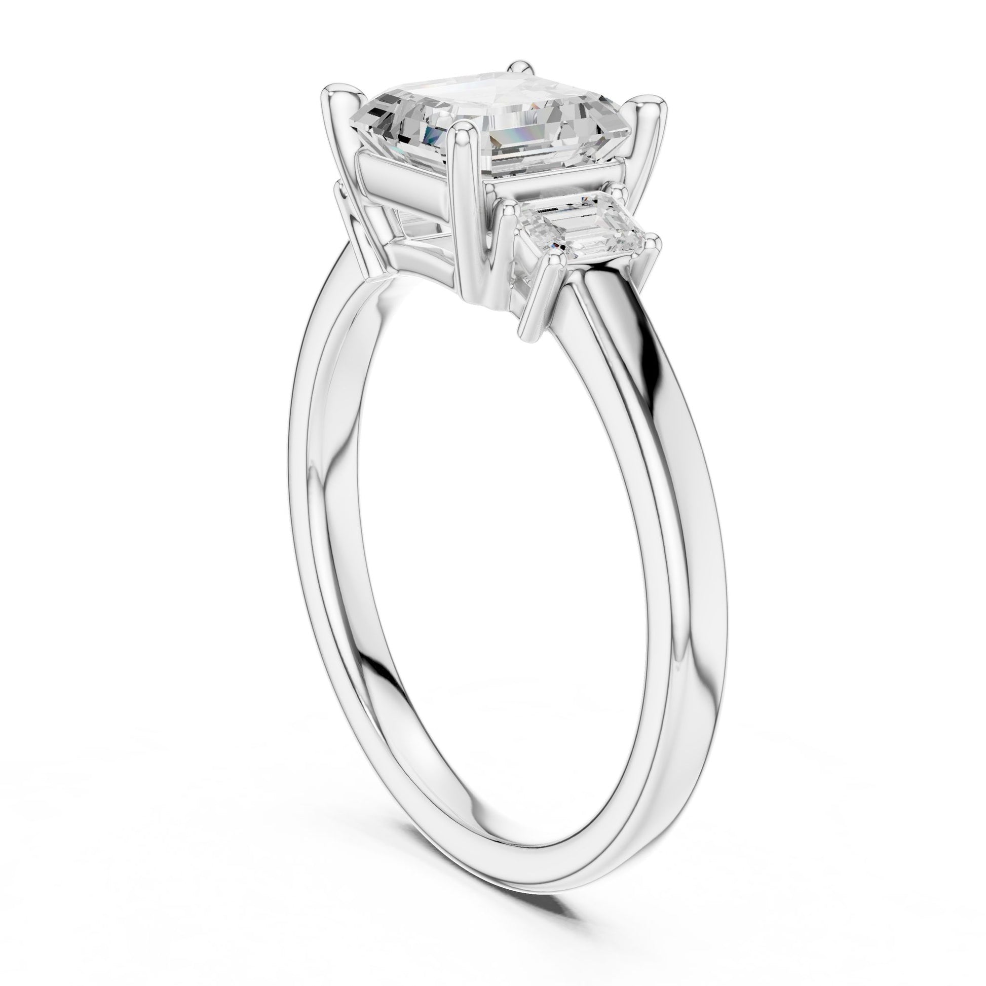 Emerald Lab Grown Diamond Three-Stone Engagement Ring