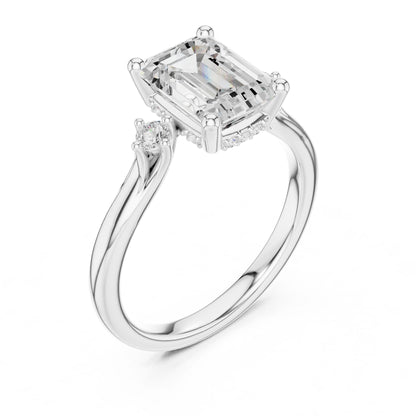 Emerald Lab Grown Diamond Three-Stone Engagement Ring