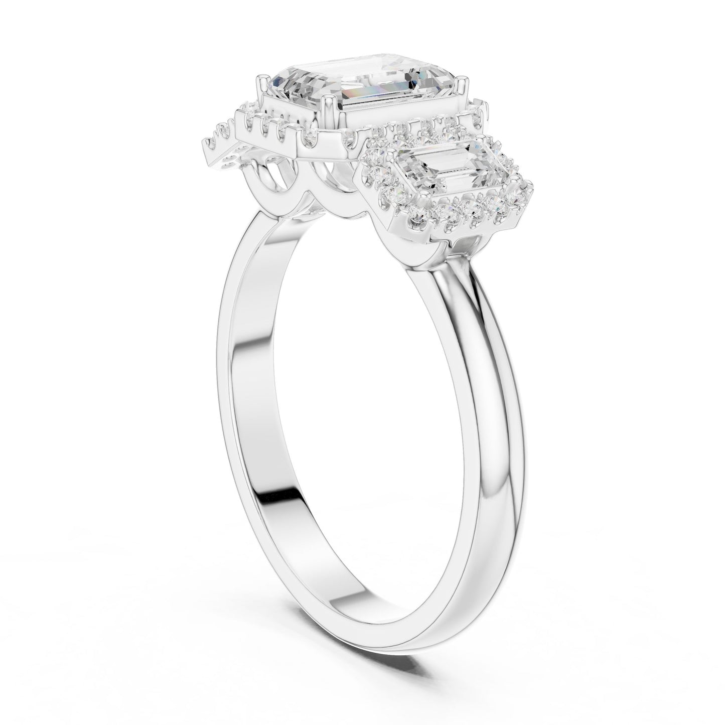 Emerald Lab Grown Diamond Three-Stone Engagement Ring
