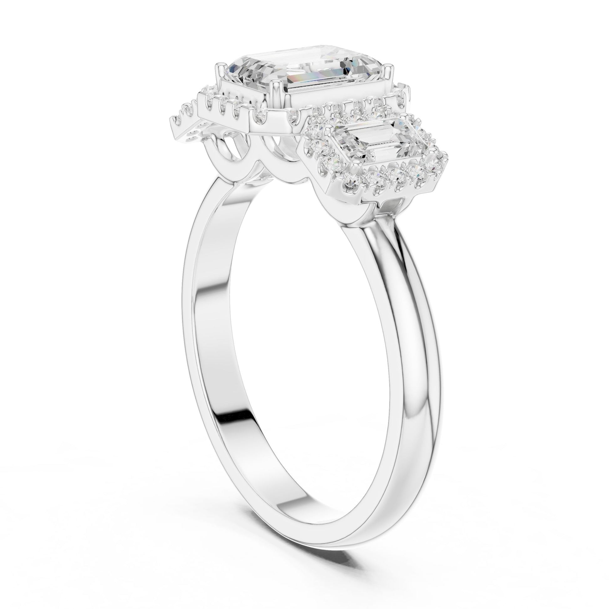 Emerald Lab Grown Diamond Three-Stone Engagement Ring