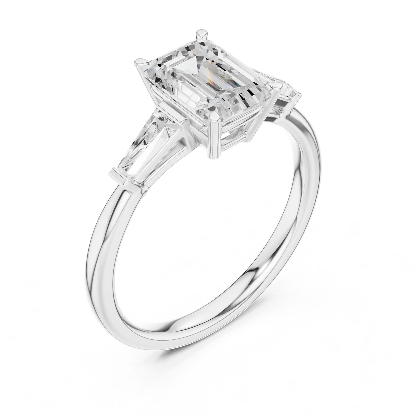 Emerald Lab Grown Diamond Three-Stone Engagement Ring