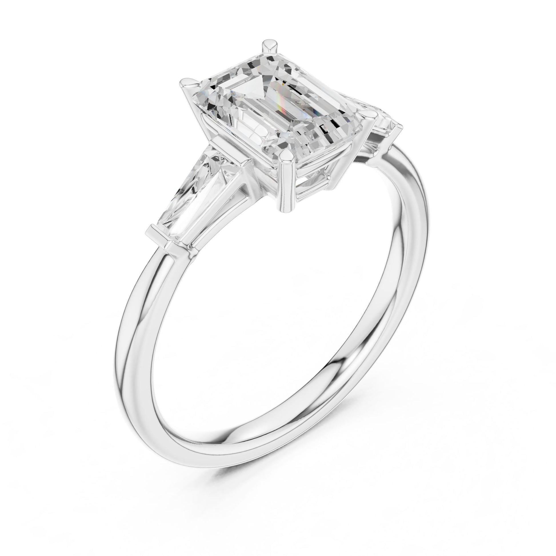 Emerald Lab Grown Diamond Three-Stone Engagement Ring
