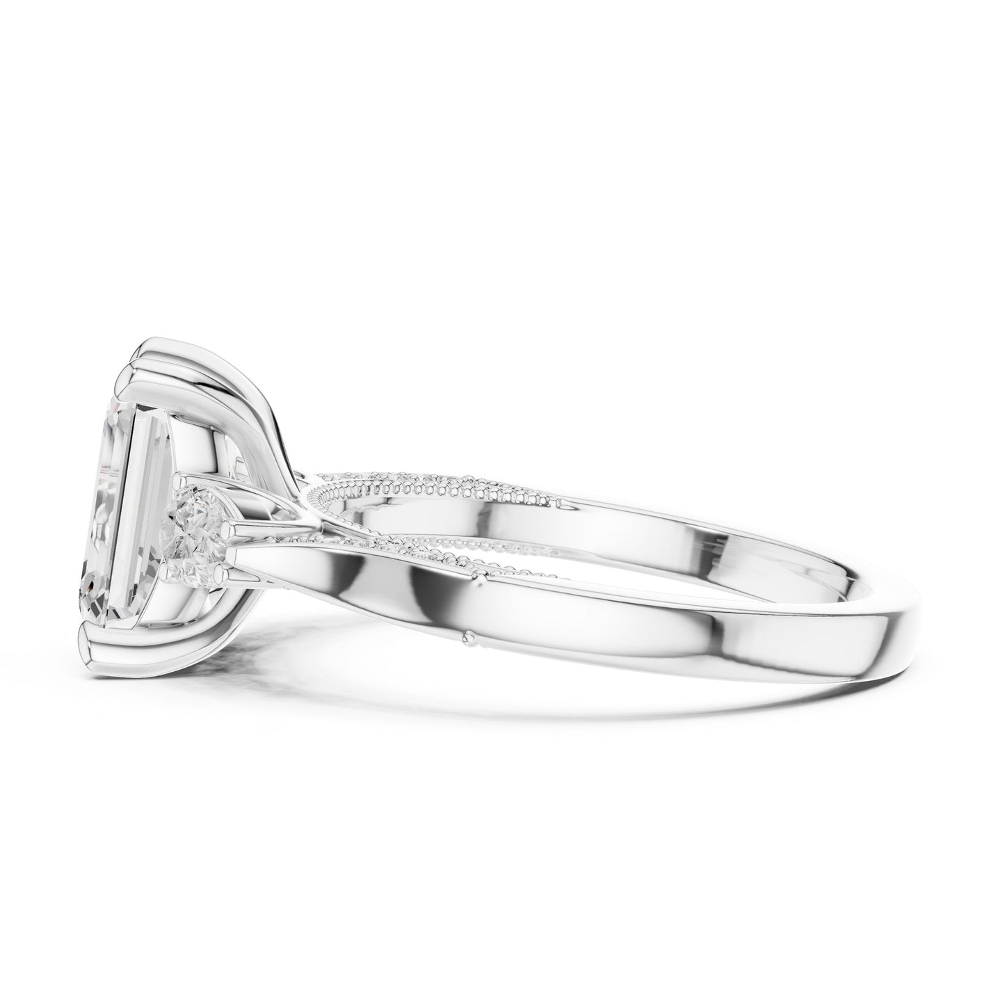 Emerald Lab Grown Diamond Three-Stone Engagement Ring