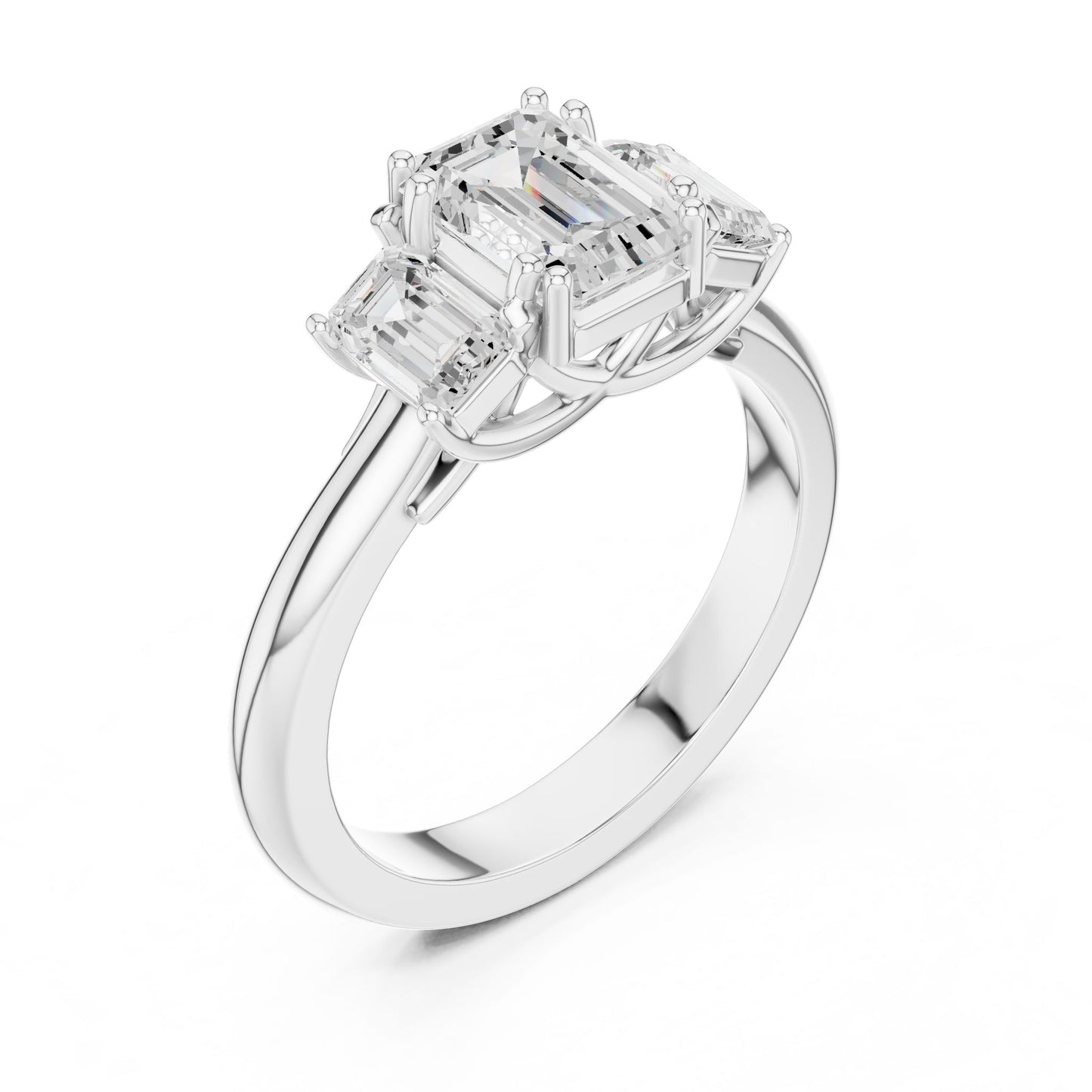 Emerald Lab Grown Diamond Three-Stone Engagement Ring