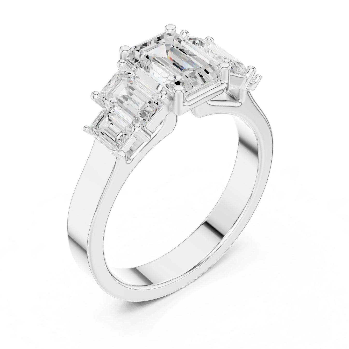 Emerald Lab Grown Diamond Three-Stone Engagement Ring