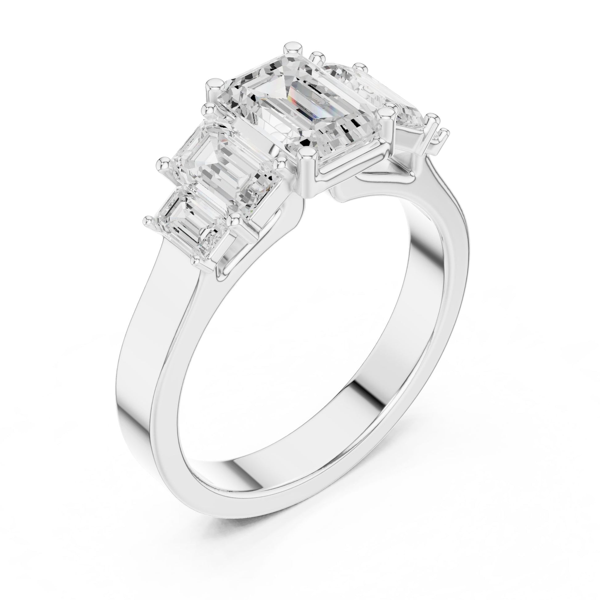 Emerald Lab Grown Diamond Three-Stone Engagement Ring