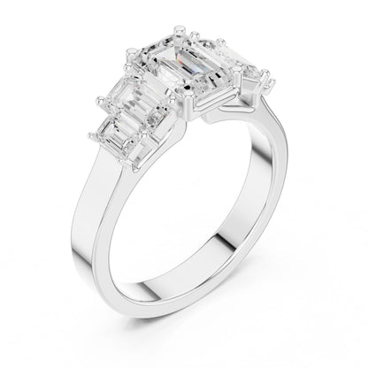 Emerald Lab Grown Diamond Three-Stone Engagement Ring