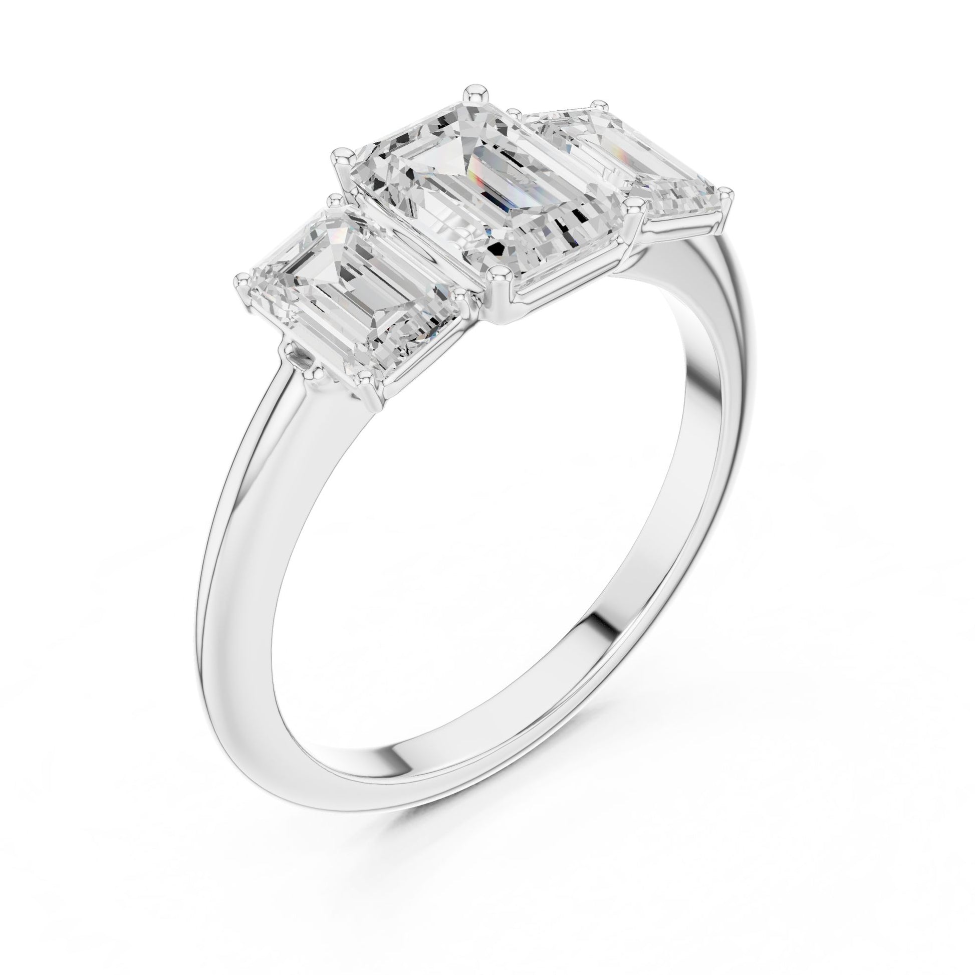 Emerald Lab Grown Diamond Three-Stone Engagement Ring