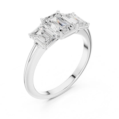 Emerald Lab Grown Diamond Three-Stone Engagement Ring