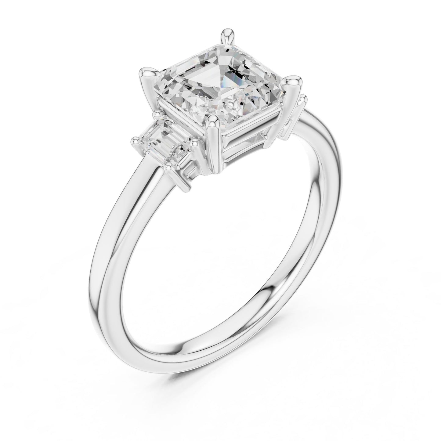 Emerald Lab Grown Diamond Three-Stone Engagement Ring