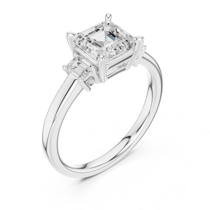 Emerald Lab Grown Diamond Three-Stone Engagement Ring