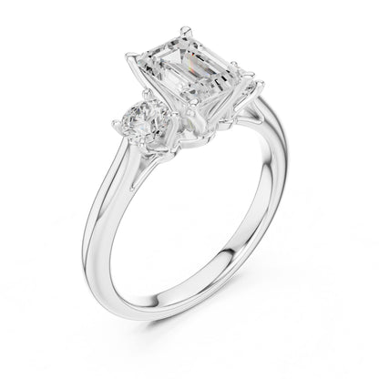 Emerald Lab Grown Diamond Three-Stone Engagement Ring