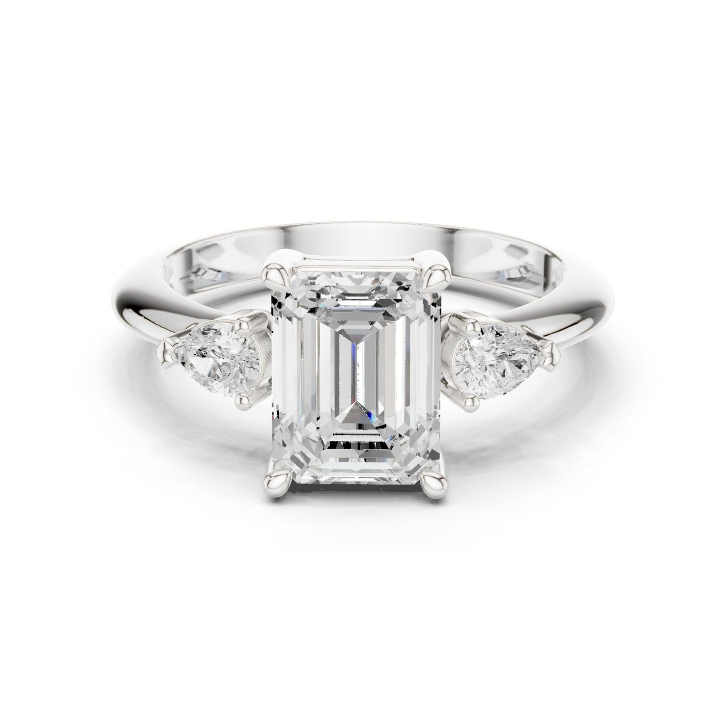 Emerald Lab Grown Diamond Three-Stone Engagement Ring