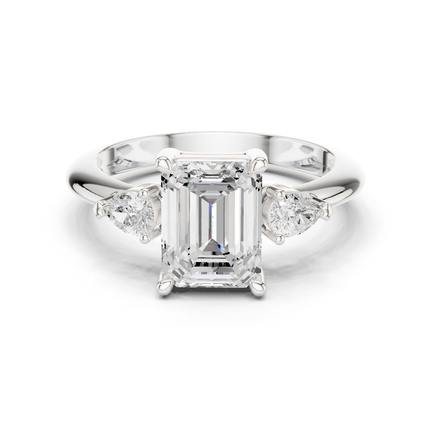 Emerald Lab Grown Diamond Three-Stone Engagement Ring