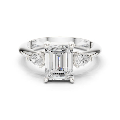 Emerald Lab Grown Diamond Three-Stone Engagement Ring
