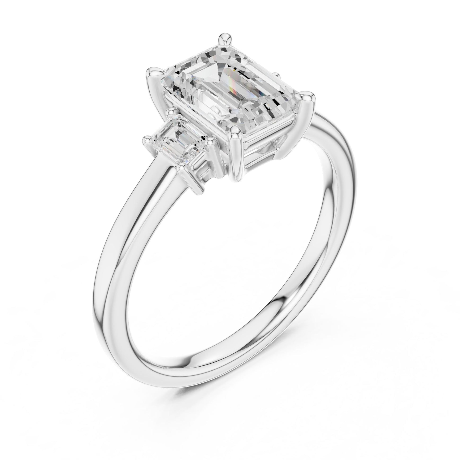 Emerald Lab Grown Diamond Three-Stone Engagement Ring