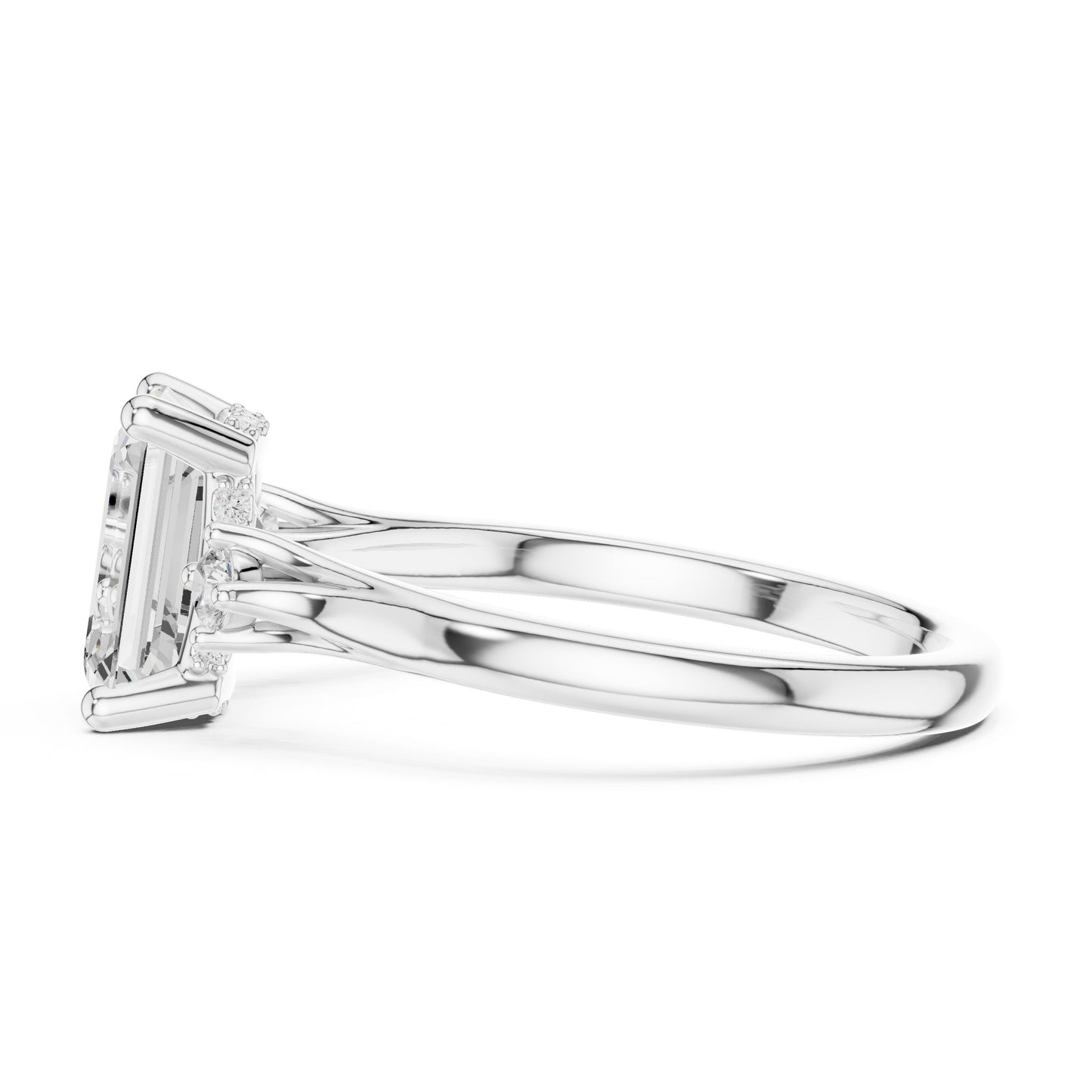 Emerald Lab Grown Diamond Three-Stone Engagement Ring