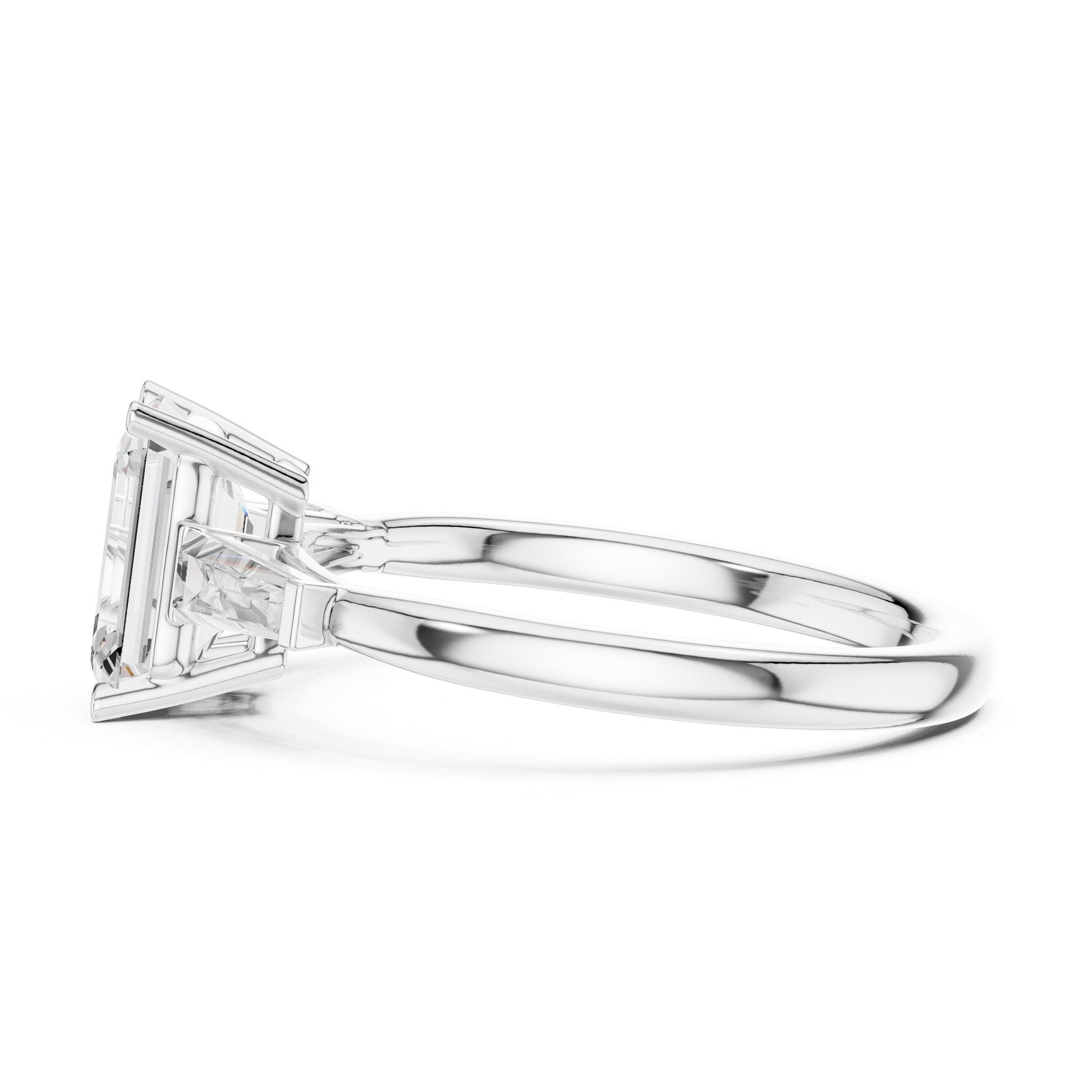 Emerald Lab Grown Diamond Three-Stone Engagement Ring