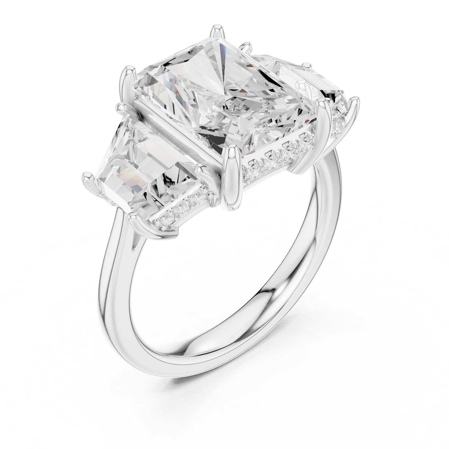 Emerald Lab Grown Diamond Three-Stone Engagement Ring