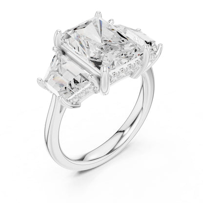 Emerald Lab Grown Diamond Three-Stone Engagement Ring