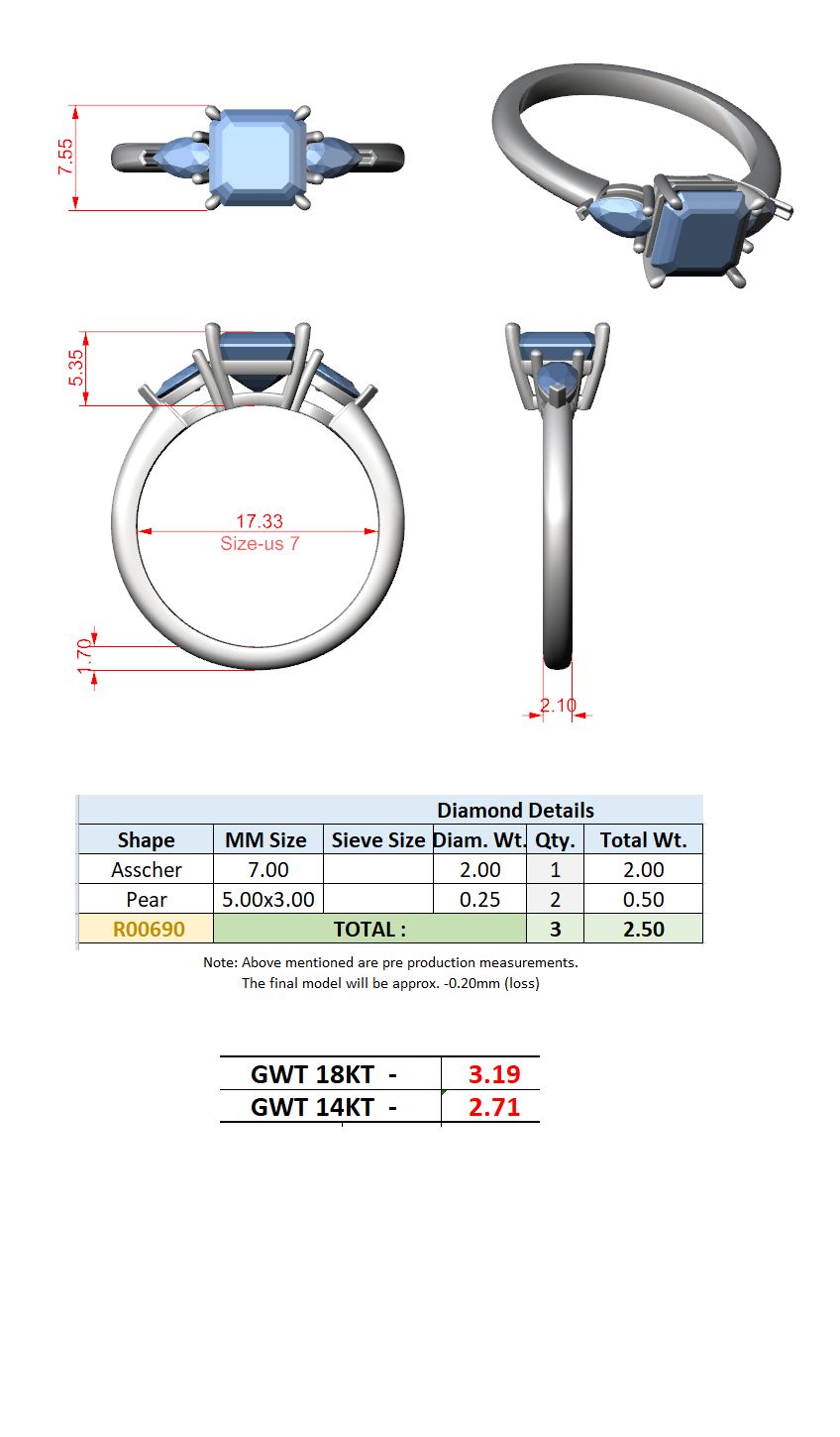 Emerald Lab Grown Diamond Three-Stone Engagement Ring