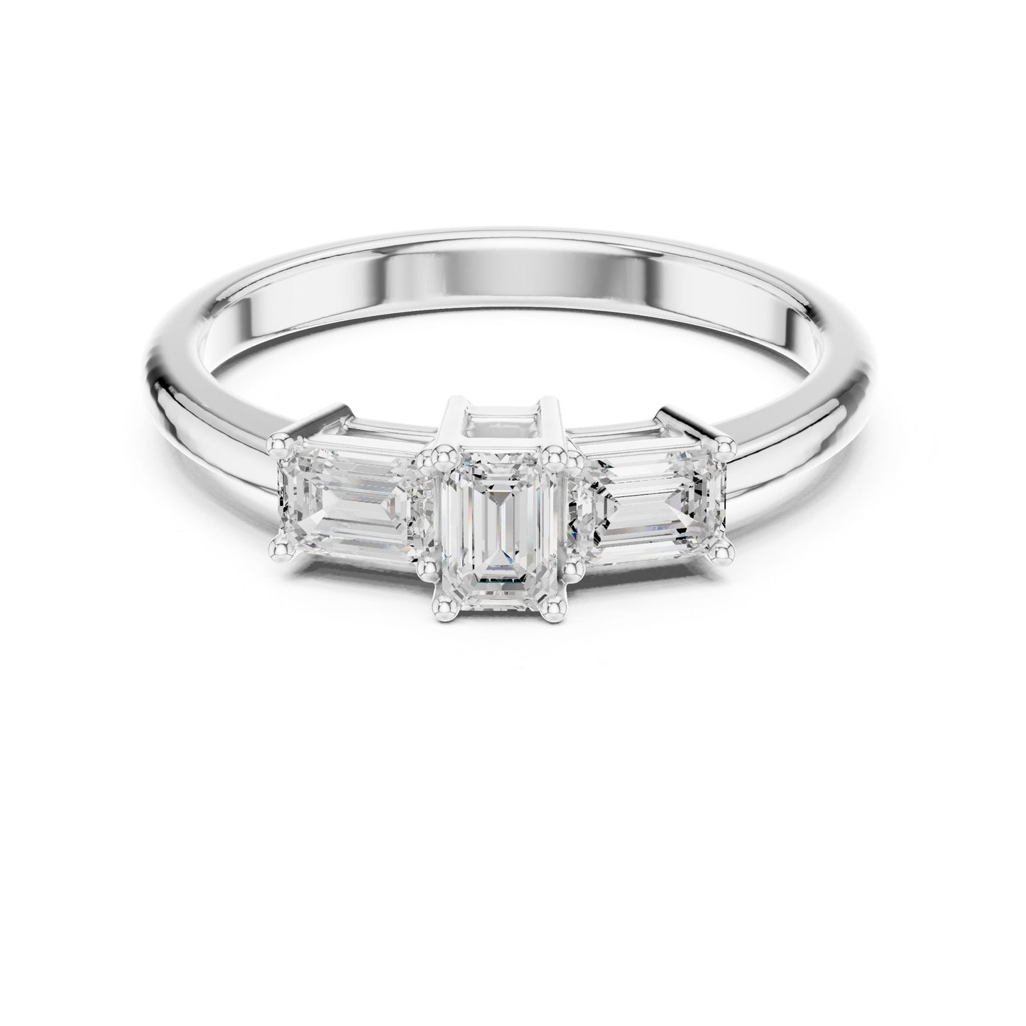 Emerald Lab Grown Diamond Three-Stone Engagement Ring