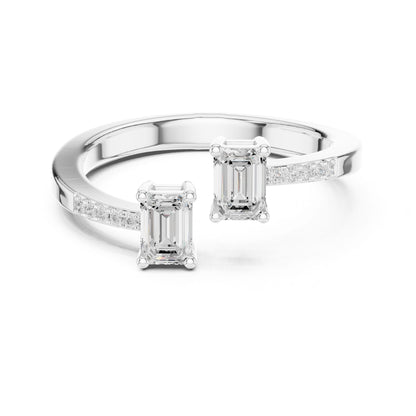 Emerald Lab Grown Diamond Three-Stone Engagement Ring