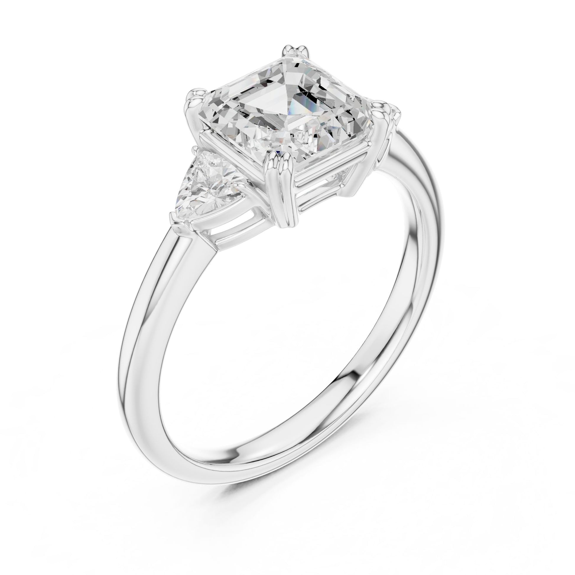 Emerald Lab Grown Diamond Three-Stone Engagement Ring