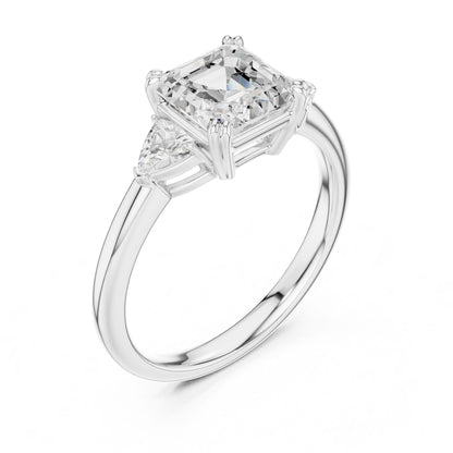 Emerald Lab Grown Diamond Three-Stone Engagement Ring