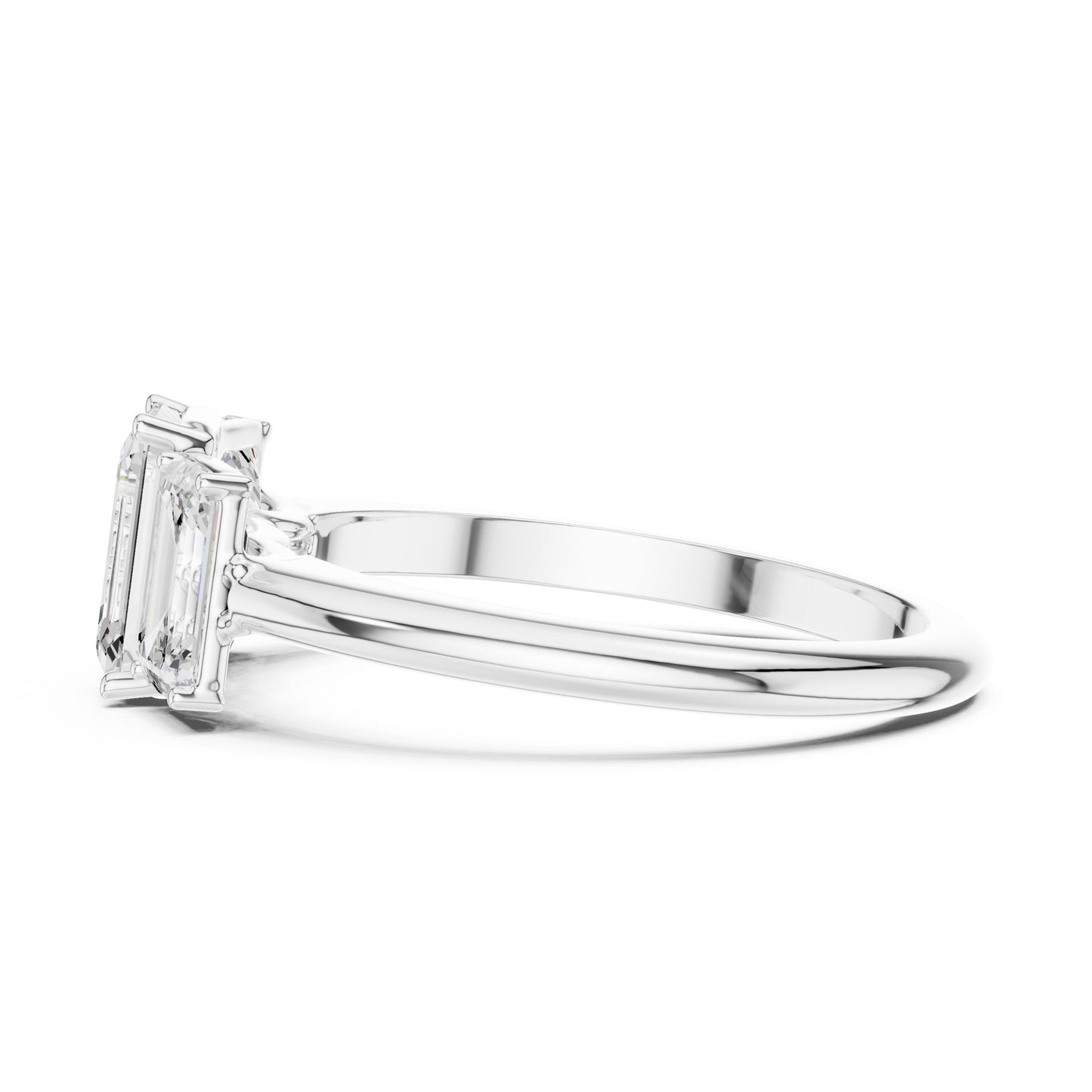Emerald Lab Grown Diamond Three-Stone Engagement Ring