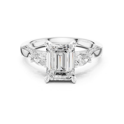 Emerald Lab Grown Diamond Three-Stone Engagement Ring