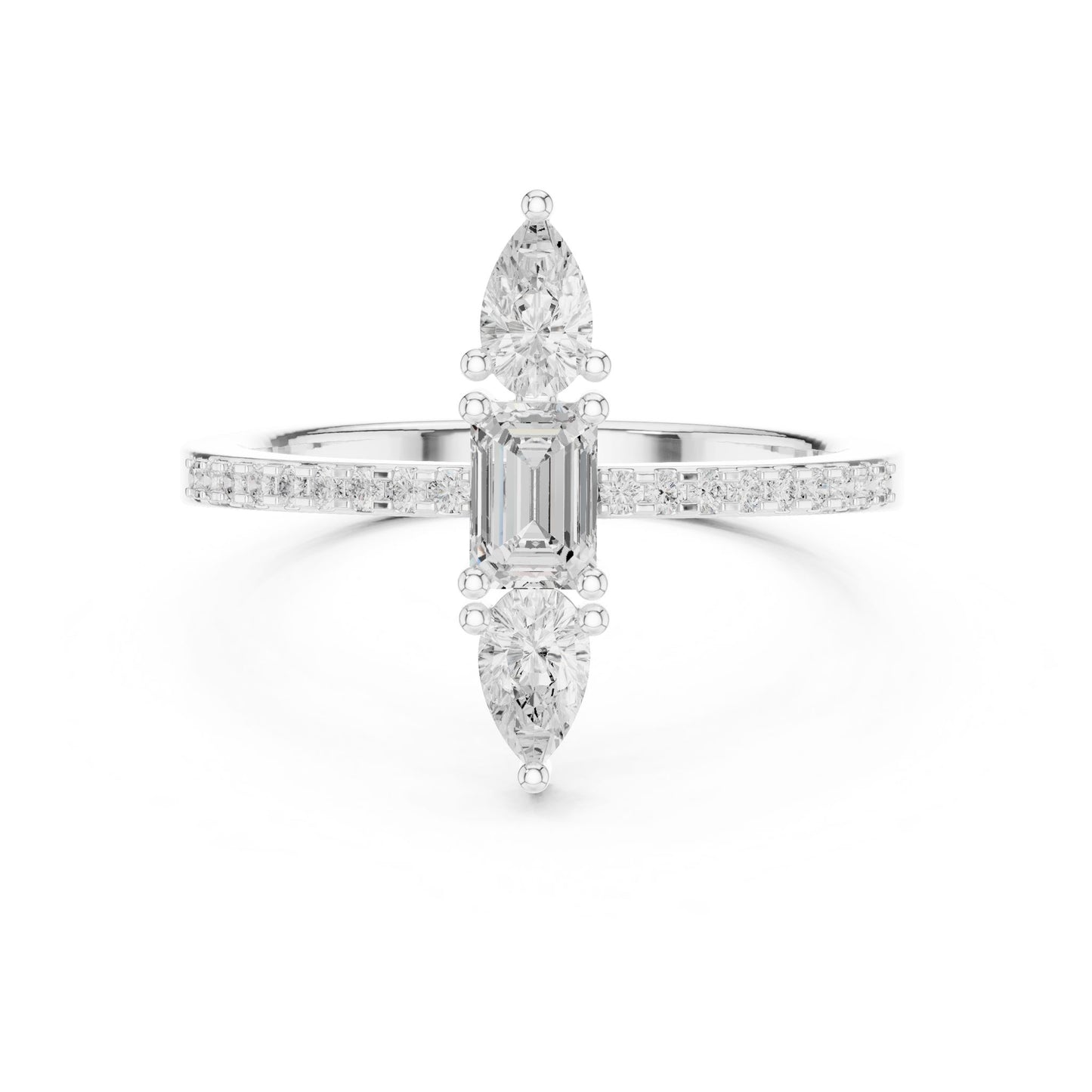 Emerald Lab Grown Diamond Three-Stone Engagement Ring