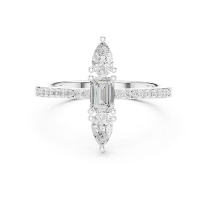 Emerald Lab Grown Diamond Three-Stone Engagement Ring