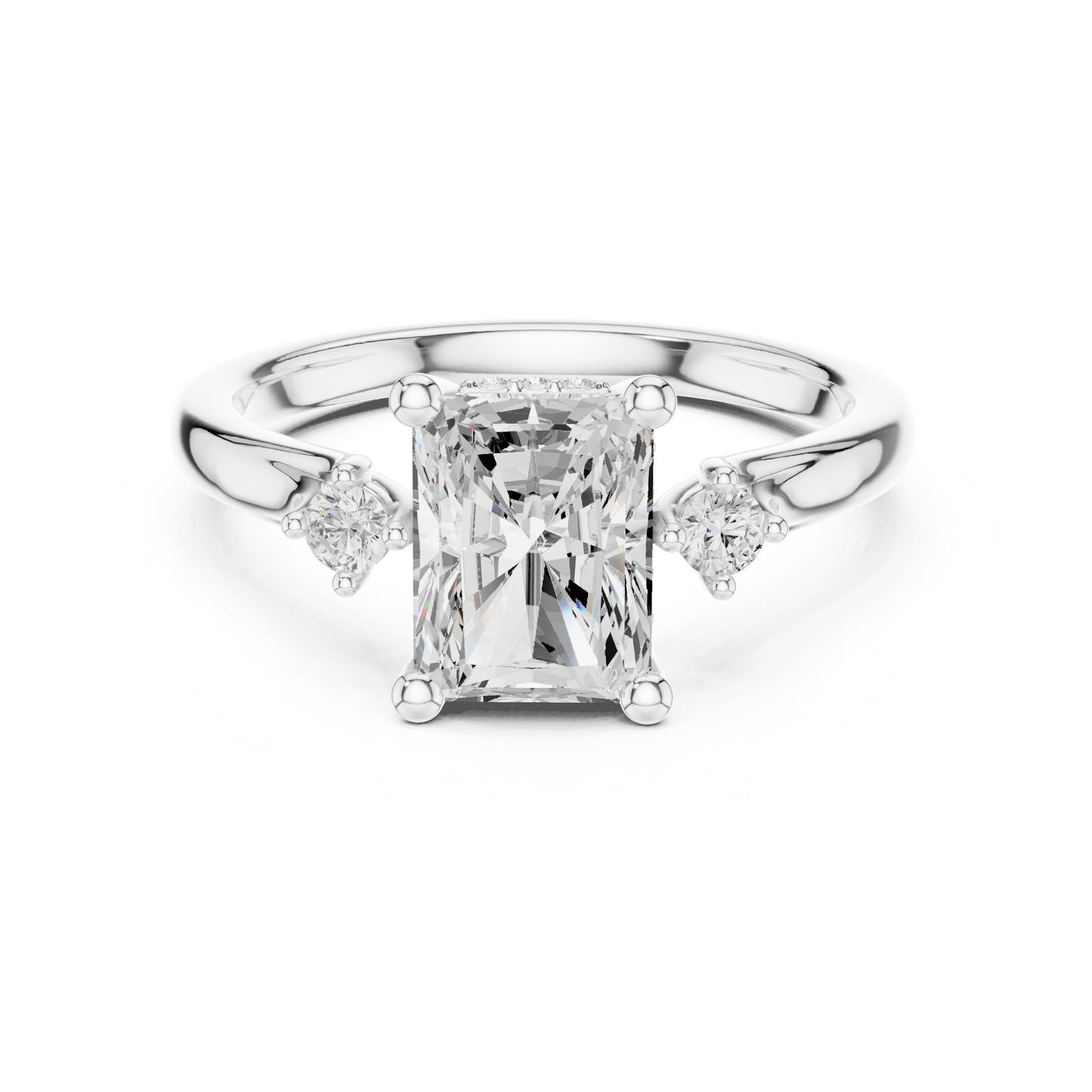 Emerald Lab Grown Diamond Three-Stone Engagement Ring
